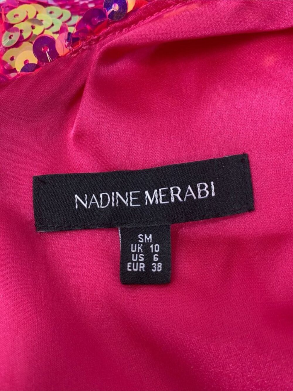 Nadine Merabi Celina Hot Pink Sequin Draped Mini Dress S/M - Picture 12 of 14